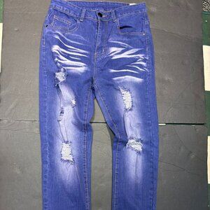 Men’s Purple Distressed Street Style Jeans – Size 28 NWT